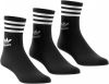 Adidas Originals 3 Pack Solid Crew Socks Black/White/White Dames online kopen
