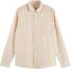 Scotch & Soda Striped linnen katoenen shirt zand , Beige, Heren online kopen