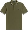 Fred Perry regular fit polo Twin tipped met contrastbies military green online kopen